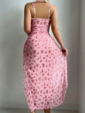 Shopmocho Two-piece women's sexy lingerie pink Valentine's Day long dress thong