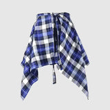 Shopmocho Fashion Tassel Hip Hop Irregular Men and Women Fake Shirt Hem Spring Autumn False Shirt Skirt Half-body Plaid Skirts Womens Saia