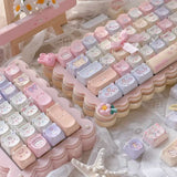 SHOPMOCHO Cat Keycaps Cute Keycap Set of Keys PBT Key Cap Gift EAO Sublimation Mechanical Keyboard Cap 2.25 U 2.75U for Alice
