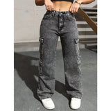 SHOPMOCHO Womens Jeans Y2k Jeans High Waist Stretch Cargo Pants Multiple Pockets Casual Trousers For Ladies Fashion Retro Style