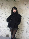 SHOPMOCHO Street autumn/winter solid color women's turtleneck coat Y2K hip-hop retro Harajuku cute casual fashion versatile new women tops