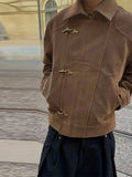 SHOPMOCHO Elegant Metal Button Gender's Coat Fashion Slim Lapel Asymmetry Full Sleeves Couple Short Coat 2026 Spring Chic Streetwear