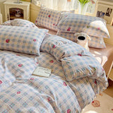 SHOPMOCHO Blue Stripes Bedding Set Simple Design Twin Single Queen Size Girls Boys Soft Home Hotel Pillowcase Bed Sheet Duvet Cover