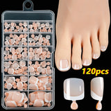 SHOPMOCHO 120Pcs Pink French Short Square Fake Nails 12-Sizes Full Cover Press On Nails Wearable Detachable Finished False Fingertips *TD