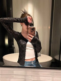 SHOPMOCHO Y2k Aesthetic Lace Jacquard Women's Cardigan + Black Tank Top Harajuku Vintage 2set Japanese Grunge Fashion Pull Femme Mujer