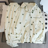 SHOPMOCHO Print Flower Soft Thin Women's Pajama Set Autumn New Casual 2 Pieces Pajama Set Full Length Sleepwear for Sleeping Home Suits