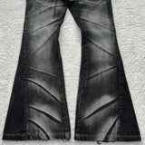 SHOPMOCHOY2k Flared Lace Up Jeans Retro Washed Paw Prints Double Waist Men's Slim Fit Jeans Gothic High Street Wear Unisex Bootcut Jeans