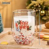 Shopmocho Christmas Glass Cups Decorative Water Bottle Cold Coffee Mugs Kitchen Aesthetic Cup Desk Accessorie Christmas Drinkware