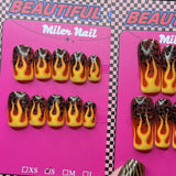 SHOPMOCHO Europe America Spice Girl Handmade Long Square Stilettos Fake Nails Metal Rivet Chain Flowers Lips Bowknot Diamond Press On Nail