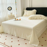 Shopmocho Korean Princess Style Lace Ruffles Wedding Bedding Set Seersucker Washed Cotton Soft Duvet Cover Set Bed Sheet Pillowcase 3/4Pcs