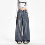 Shopmocho High Waist Wide Leg Denim Jeans Women's Loose Straight Floor-Length Pants Spring New Style Autumn Winter Comfortable Sensation