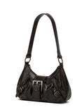 Shopmocho Y2K Retro Style Shoulder Bag, Maillard Pleated Rivet Armpit Bag, Fashionable Ladies Cool Leather Shoulder Bag