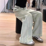 SHOPMOCHO-High Waist Wide Leg Jeans Women Loose Fit Straight Cut Floor Length Trousers Spring Autumn New Style Vintage Light Color