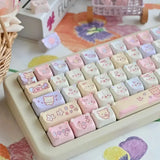 SHOPMOCHO Cat Keycaps Cute Keycap Set of Keys PBT Key Cap Gift EAO Sublimation Mechanical Keyboard Cap 2.25 U 2.75U for Alice
