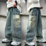 SHOPMOCHO New Design Children Relaxed Fit Straight Leg Cargo Jeans for Teenage Boys Loose Denim Pants with Pocket Kids Casual Trousers