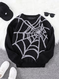 SHOPMOCHO New Popular Autumn and Winter Spider Web Jacquard Pattern Pullover Sweater Casual Round Neck Knitted Men's Pullover