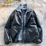 Shopmocho 2025 American Embroidered PU Leather Bread Clothes Y2K Street Fashion Casual Couple Cotton Coat Warm Coat For Men And Women Top