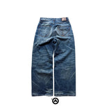 SHOPMOCHO Y2K Echo Loose Straight Selvedge Denim Vintage Washed Embroidered Wide Leg Pants American High Street Unisex Skateboard Jeans