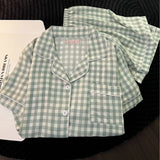 SHOPMOCHO Ins Japanese-Style Minimalist Women's Pajamas Summer Bubble Cotton Cute Girl Loose Short-Sleeve Shorts Loose Summer Outfit Set