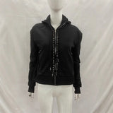 SHOPMOCHO Y2K New Emo Fashion Rivet Zipper Hoodie Women Harajuku Black Oversized Hoodie Gothic Retro Classic Sweatshirt Winter Clothing