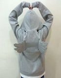 SHOPMOCHO Women Grey Angel Wing Embroidered Hoodie Cute Kawaii Pullover Sweatshirt Wing Decoration Back Y2K Street Harajuku Loose Pullover