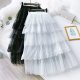 SHOPMOCHO 2026 New Spring Fashion Women Skirts Women Lace Skirts Long Lace Skirt Women Fashion Clothing K68
