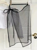 Shopmocho Korean Fashion Lace Irregular Skirt Curtain White Flowers Lace Mesh Halfbody Skirt Women Summer Bottoms Jeans Decorative Hemline