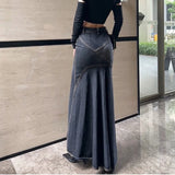 Shopmocho Maxi Skirt Women Casual Mermaid Streatwear High Waist Zipper Denim Skirts Y2k Streetwear Loose Long Mom Jeans Ankle Lenth Summer