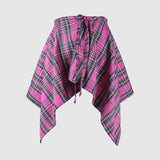 Shopmocho Fashion Tassel Hip Hop Irregular Men and Women Fake Shirt Hem Spring Autumn False Shirt Skirt Half-body Plaid Skirts Womens Saia