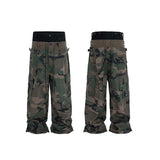 SHOPMOCHO CUT-UP Double-layer Double Waist Patchwork Baggy Jeans for Men and Women Straight Casual Loose Denim Trousers Oversized