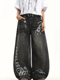 SHOPMOCHO Y2K High Street Dark Fashion Gothic Unisex Jeans American Harajuku Baggy Straight Pants Hip Hop Rock Trend Wide Pants