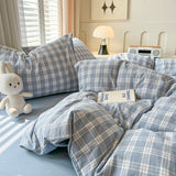 SHOPMOCHO 2026 New Lattice Duvet Cover Set with Sheet Pillowcases No Filling Warm Bed Linen Twin Full Queen Size Grid Home Bedding Set