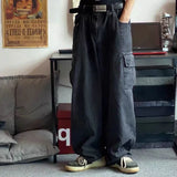SHOPMOCHO Baggy Jeans Men's Oversize Cargo Korean Black Wide Pants Streetwear Hip Hop Harajuku Male Fashion Straight Denim Pants