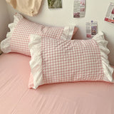SHOPMOCHO 3 Piece Sheet Set  pink plaid duvet cover Set ， comfortable Bedding Set Bedspread for All Season