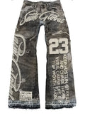 Shopmocho Streetwear Vintage Washed Jeans Y2K Clothing Men Women Hip Hop Alphabet Patch Embroidered Baggy Jeans Mid Rise Wide Leg Trousers