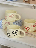 Shopmocho Bow shaped mug for girls with high looks, home ceramic water cup