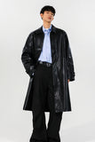 SHOPMOCHO Mens PU Trench Coat 2025 Autumn Winter Windproof Long Outerwear Jacket Fashionable Trendy Leather Coat For Men