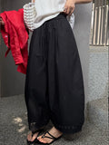 SHOPMOCHO Summer Women's Bloomers Korean Lace Thin Drawstring Splicing Wide-leg Pants Casual Loose Solid Ankle Length Baggy Pants Women