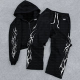 SHOPMOCHO 2025 new European and American retro punk complex design printed zipper cardigan hoodie trousers sweatpants suit street wear