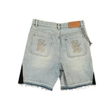 SHOPMOCHO Y2k American Denim Shorts Men and Women Hip Hop Rock Cartoon Pattern Patch Blue Loose Jeans Harajuku Retro Fitness Casual Shorts