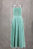 Shopmocho Green Striped Stripless Summer Dress Women Casual Off Shoulder Backless Maxi Dress Beach Holiday Party Dress Women Outfits