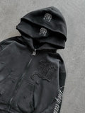 SHOPMOCHO Y2K Harajuku Punk Gothic Loose Hooded Sweatshirt American Embroidered Patch Casual Double Hooded High Street Retro Sports Sui