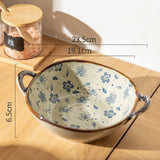 Shopmocho 7.5inch Japanese Household Noodle Bowl Ceramic Soup Bowl With Handle Salad Pasta Bowl Kitchen Tableware Microwave Oven Bakware