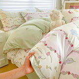 Shopmocho Tulip Flower Duvet Cover Set Single Queen Size Botanical Floral Bedding Set Soft Reversible Comforter Cover with 2 Pillowcases
