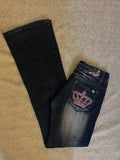 SHOPMOCHO New Baggy Slim Fit Denim Jeans Women Crown Diamond High Waist Casual Y2K Graphic Japanese Streetwear Vintage Washed Pants Women