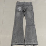 SHOPMOCHO Hip Hop Cherry Blossom Embroidery Baggy Jeans Harajuku Women Wide Leg High Waisted Denim Pants Y2k Trend Jeans Women Clothing