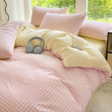 SHOPMOCHO 3pcs Simple, soft and skin-friendly duvet cover 3-piece set (1 duvet cover +2 pillowcases) (without core)Striped checkered