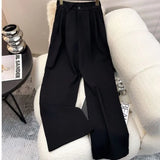 Shopmocho Simple Sleeveless Suit Vest Casual Wide Leg Pants Two-piece Set for Women 2025 New Elegant Suit Set