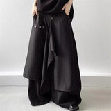 Shopmocho 2025 Autumn New Fashion Button Irregular Skirt Pants and Wide Leg Pants Female Loose Casual All-Match Trousers Ladies Pants