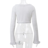 SHOPMOCHO Cryptographic Fashion Y2K Ruffle Tiered Mini Skirts Co-ord Sets Elegant Outfits Tie Front Tops and Skirt 2 Piece Matching Sets